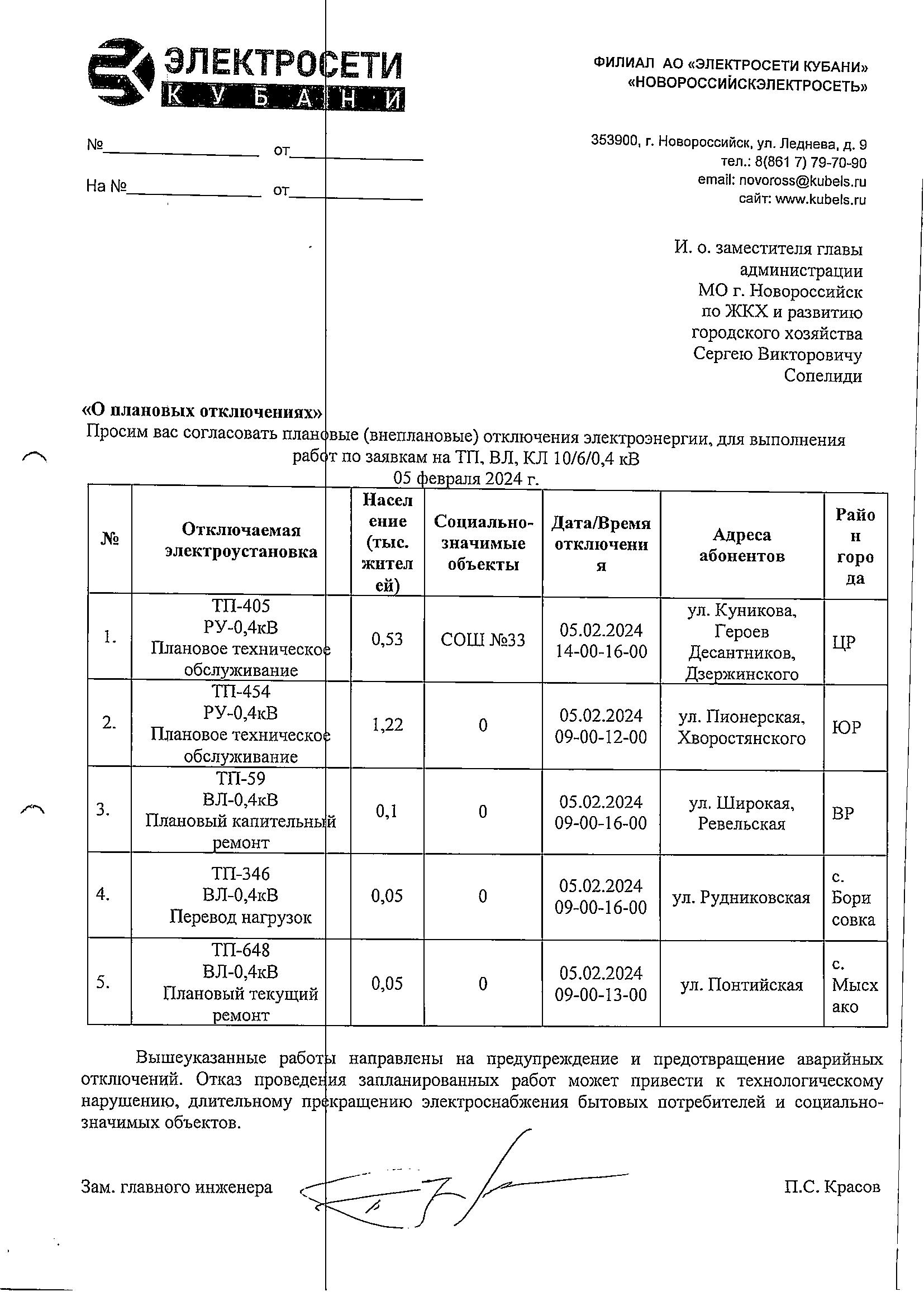 Плановые и аварийные отключения коммунальных ресурсов